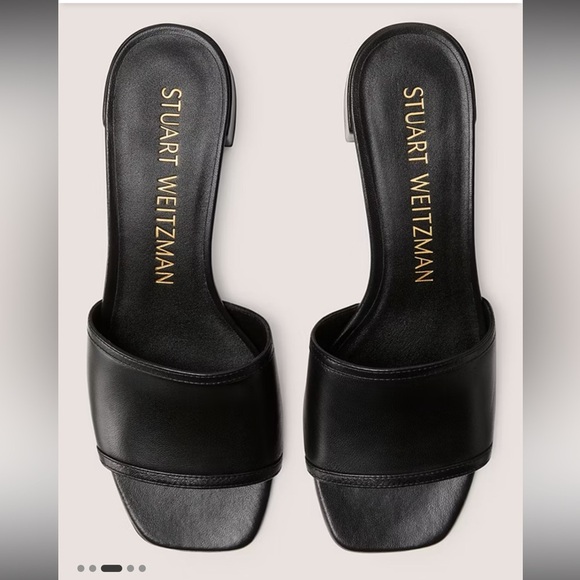 Stuart Weitzman Cayman 35 Block Slide Black Nappa Leather Size 7 NWT - Picture 12 of 14